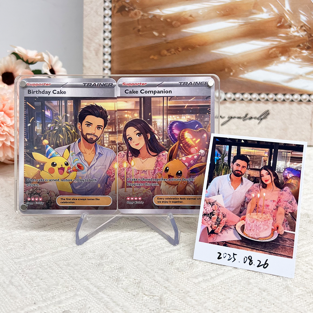 2-Card Set💕Personalized Couple Anime Supporter Trainer Connecting Art Card