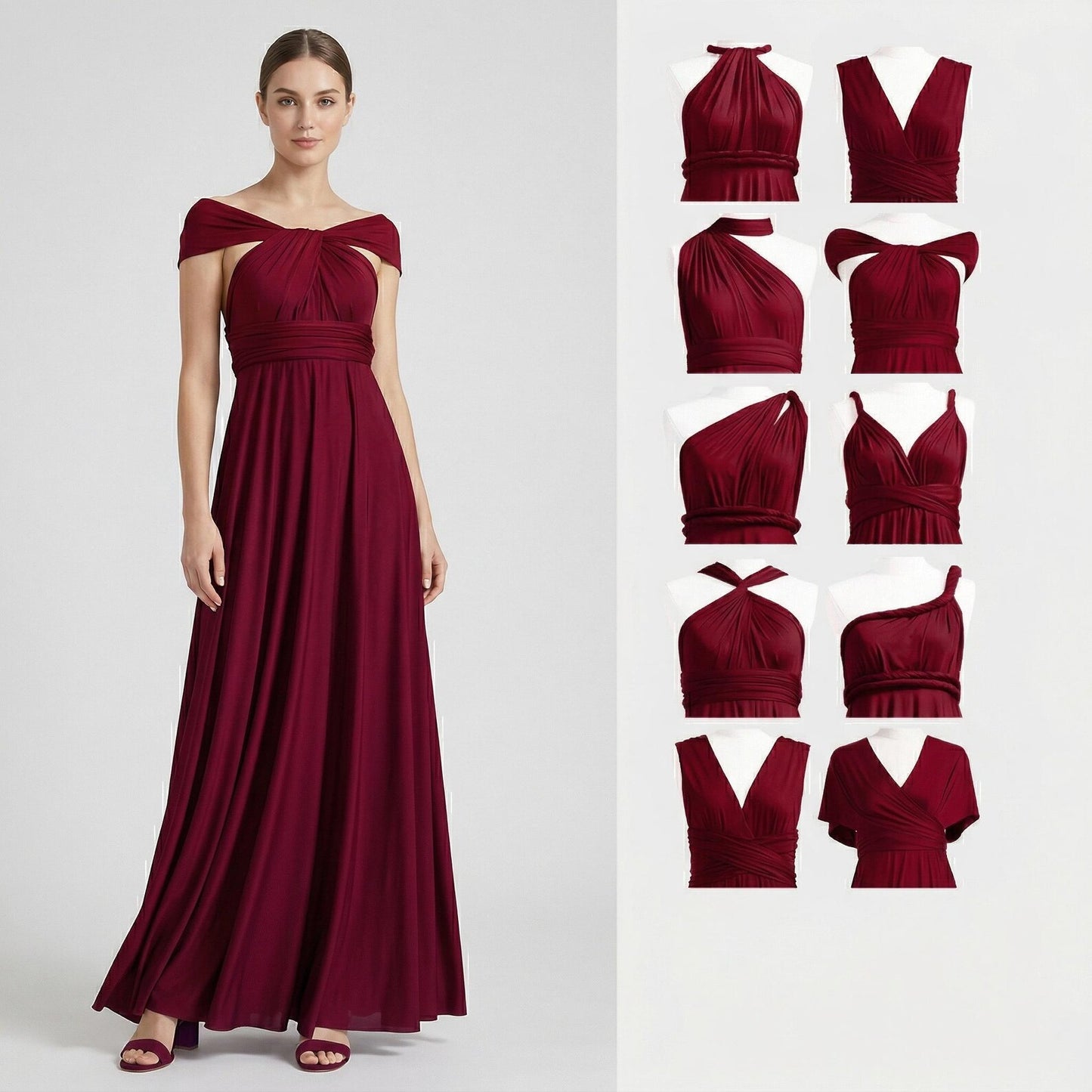 Infinity Dress for Graduation Party, Multiway Bridesmaid Gown, Formal Evening Dress for University Prom, Convertible Maxi Gown for Seniors
